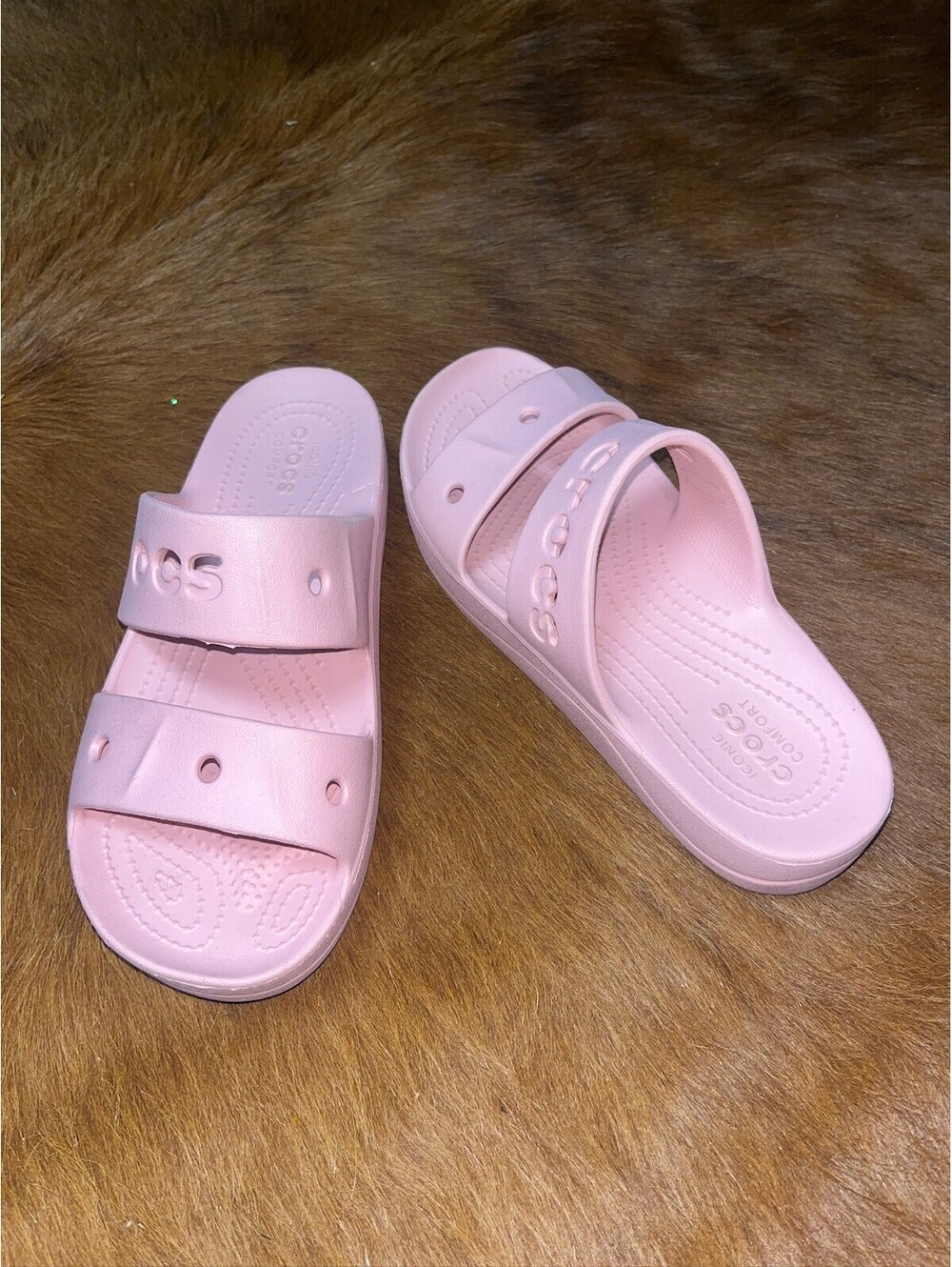 Pink Double Strap Slide Sandals